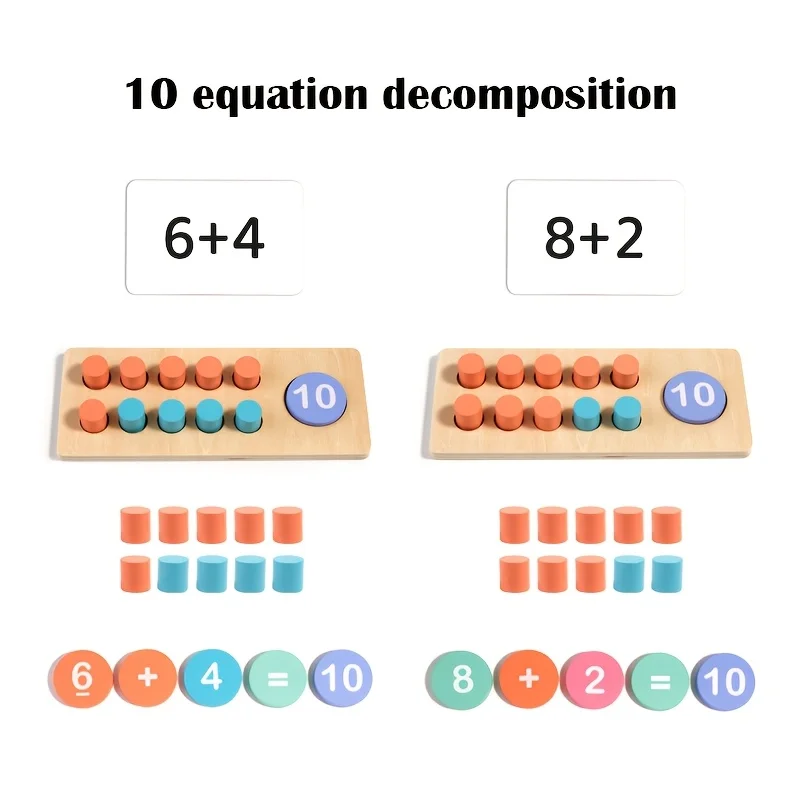 Houten cognitieve koppeling optellen en aftrekken operaties wiskunde educatief speelgoed binnen tien verlichting leermiddelen