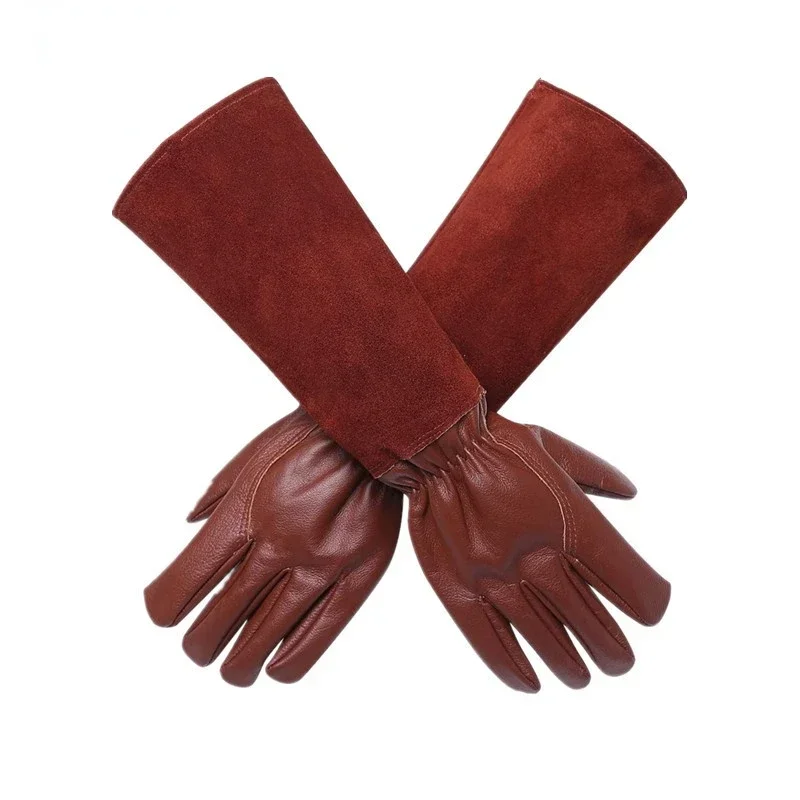 Thick Leather Forearm Gloves Long Style Ladies Protective Men