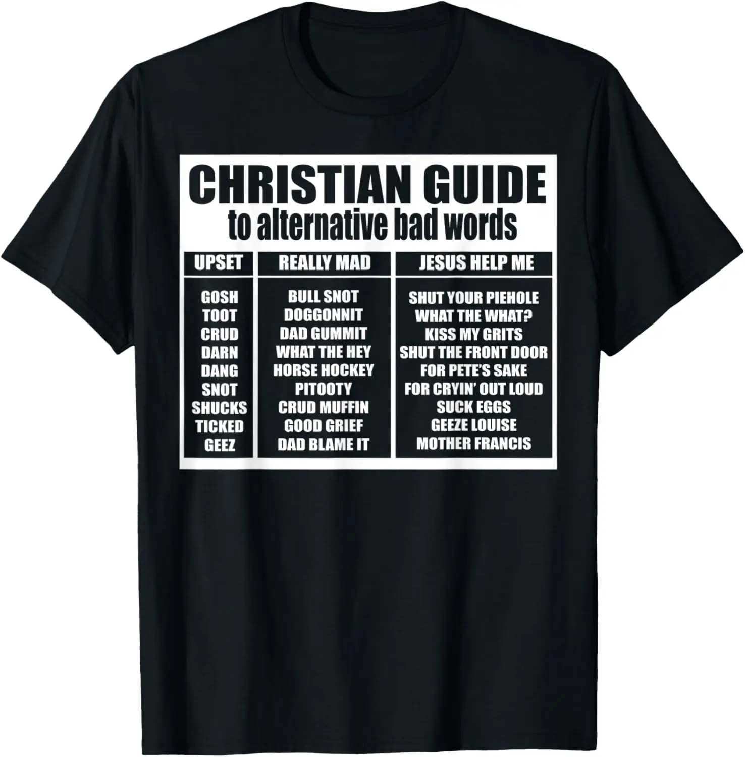 Christian Guide To Alternative Bad Words - Funny Christian T-Shirt