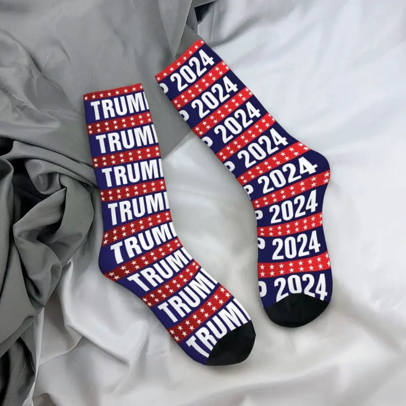 Custom Trump 2024 Men Women Crew Socks Unisex Novelty 3D Printing America US Dress Socks