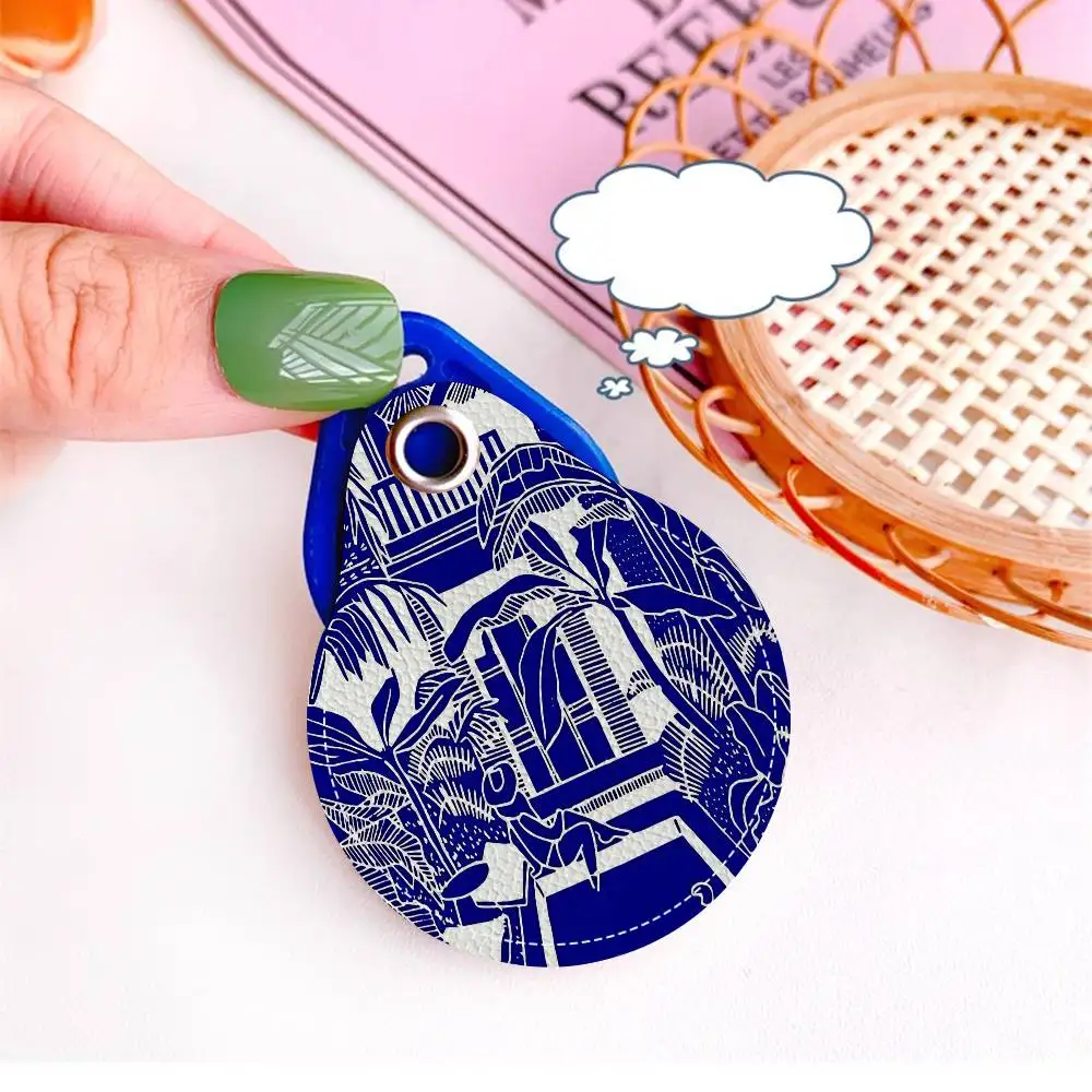 Abstract Klein Blue Simple Creative Cartoon Pattern Sensitive Access Card Protective Sleeve Keychain Fashion Decorative Pendant