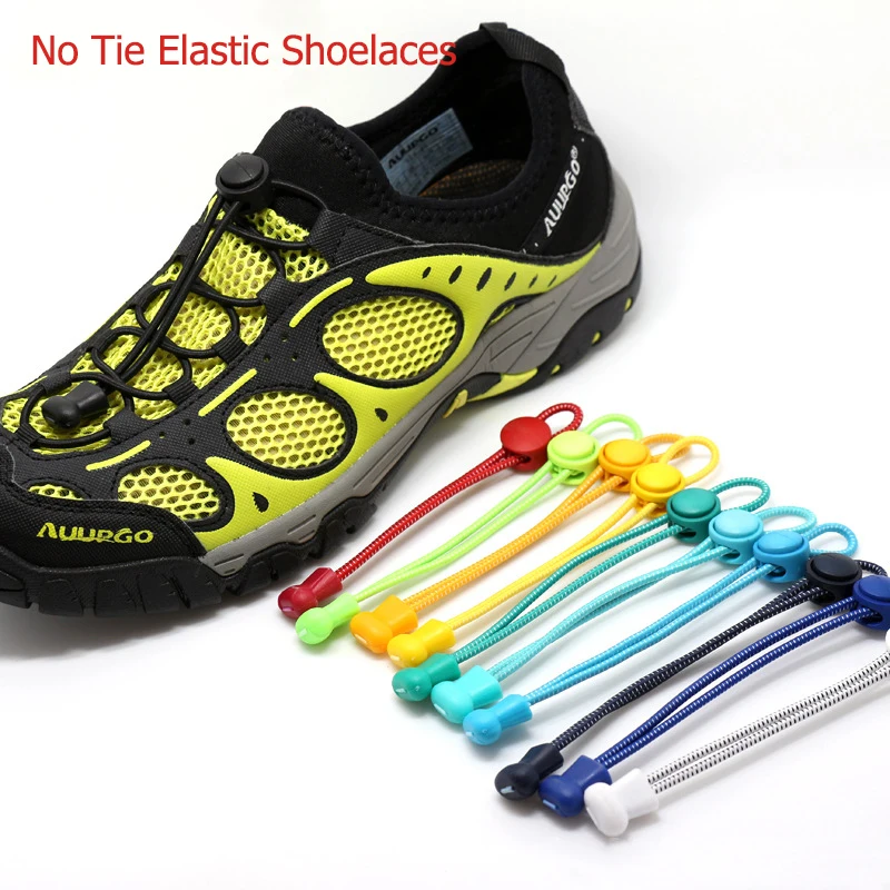 

100CM Lazy Quick Spring Elastic Rubber Shoelaces No Tie Shoe Laces Round Locking Shoestrings Fit All Shoes Kids Adults Sneakers