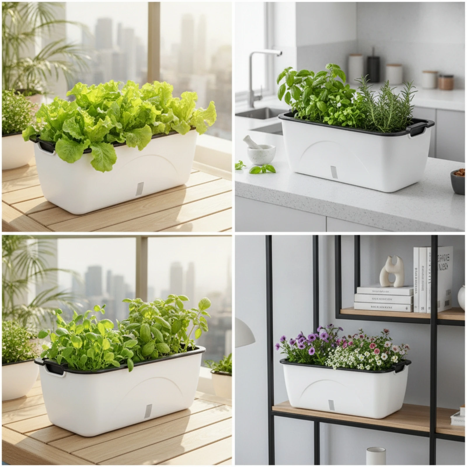 Self-Watering Planter Compact Self Watering Planter Flower Box Long-Lasting Practical for Balcony, Windowsill view 3