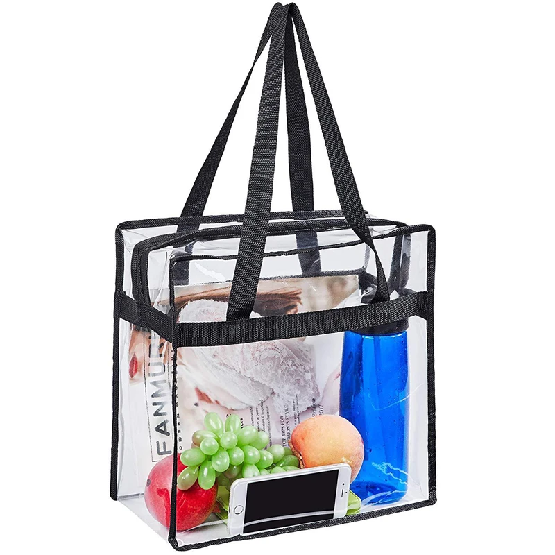 1/4 pçs sacolas claras grande capacidade bolsa de ombro com zíper portátil pvc saco de armazenamento de maquiagem para mulheres senhora bolsa de compras