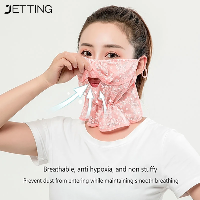 

Women Summer Outdoor Cycling Floral Wind Sand Veil Opening Dust Mask Breathable Neck Protection Sunscreen Lace Face Cover