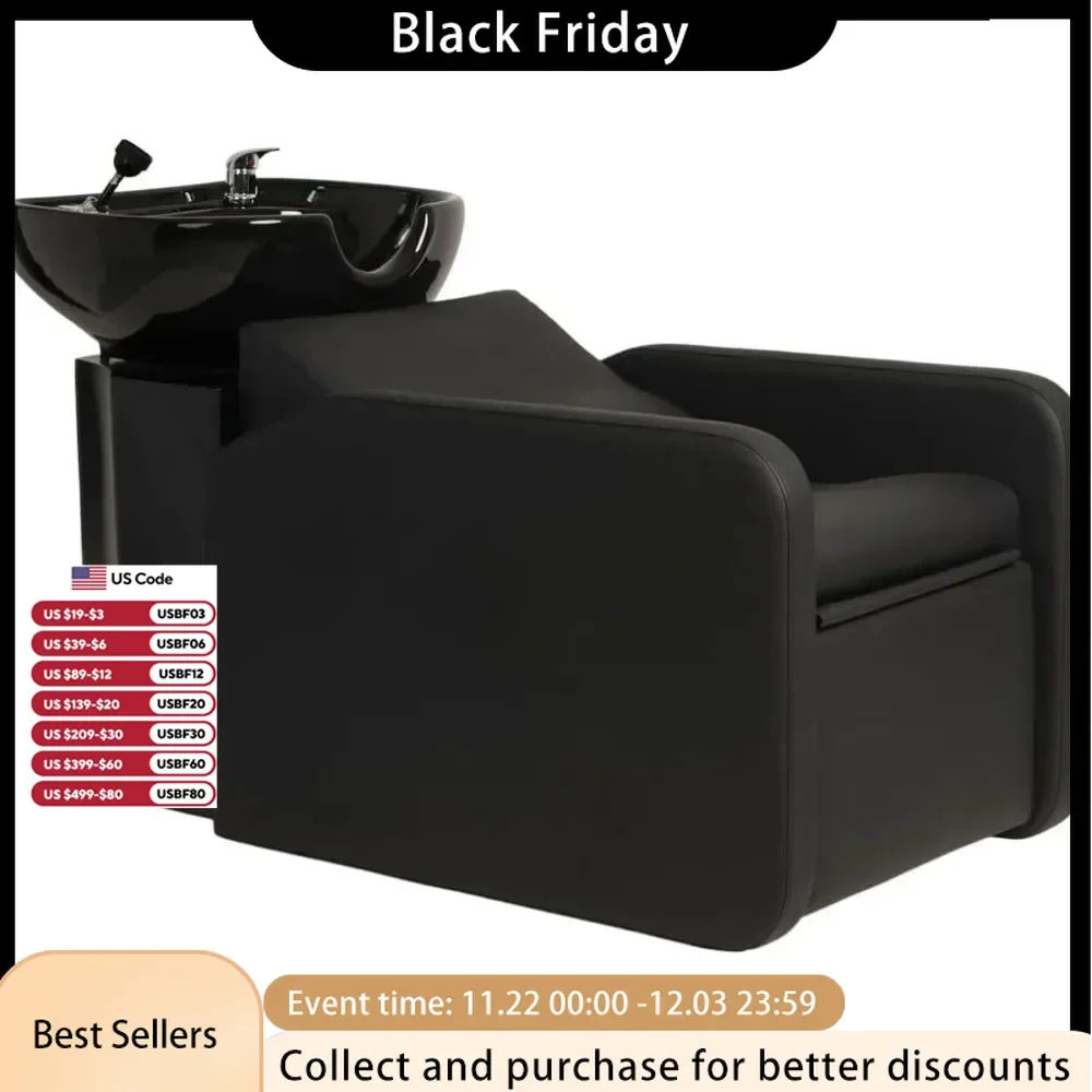 Salon & Spa Chairs Lay-In Style Shampoo Backwash Unit Extra Wide Seat & Kick Out Leg Rest, for Professional Salons & Barbershops