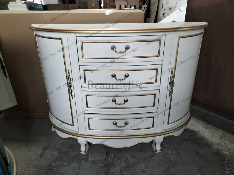 yj21 Ivory white semi-circular console cabinet size: length 1200* depth 350*height 870mm