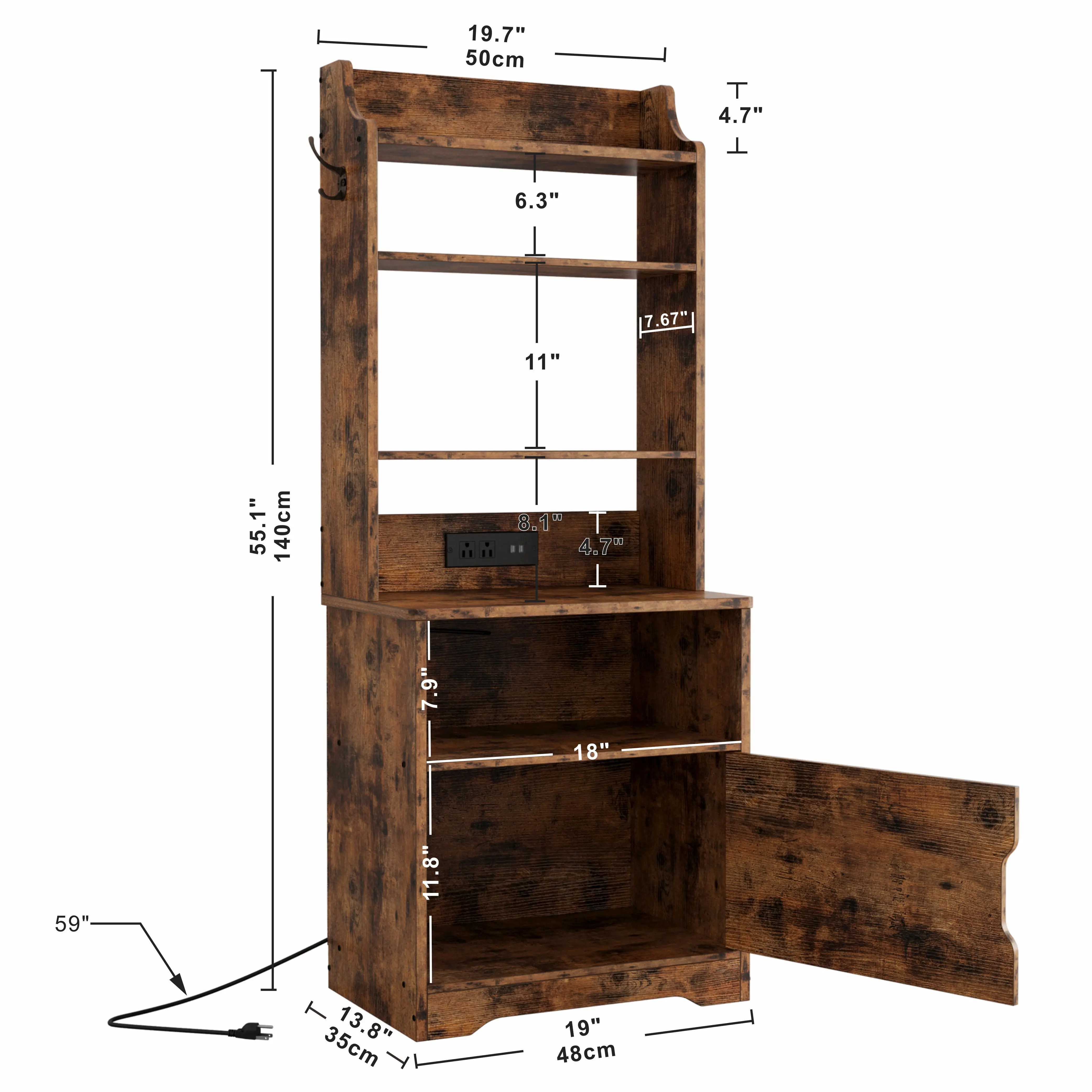 LIKIMIO Nightstand with Charging Station, 55