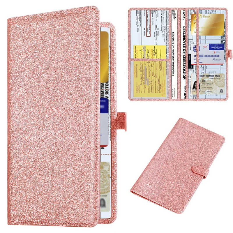 

Bling Car Registration and Insurance Card Holder, Vehicle Documents Organizer Driver License wallet for Women