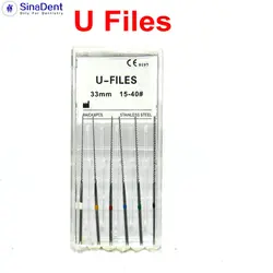 Dental Ultrasonic U-Files Staniless Steel NITI 15-40# 33mm for Root Canal Endodontics Stainless Steel Ultrasonic Files Dentistry