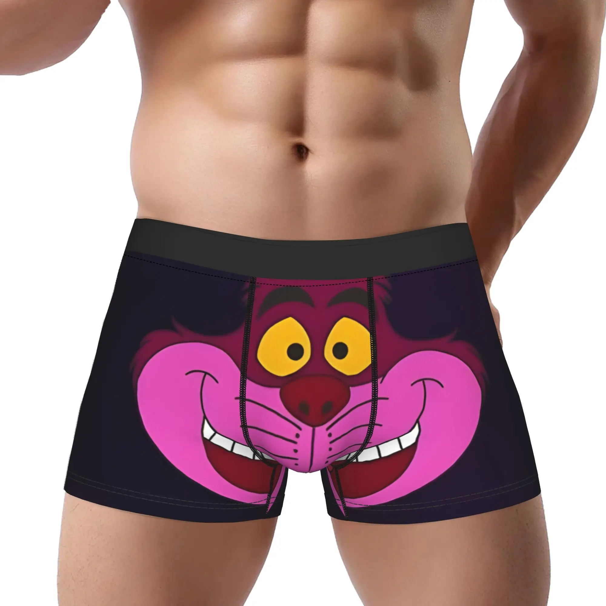 

1Piece Cheshire Print Alice in Wonderland Cheshire Cat Underpants Homme Male Underwear Ventilate Shorts Boxer Briefs