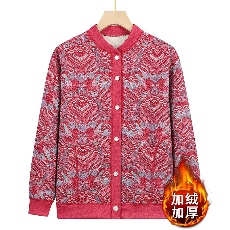 منتصف العمر الأم سترة سترة أزرار تريكو معطف للنساء الخريف الشتاء رشاقته المخملية البلوزات الساخنة الجدة الملابس