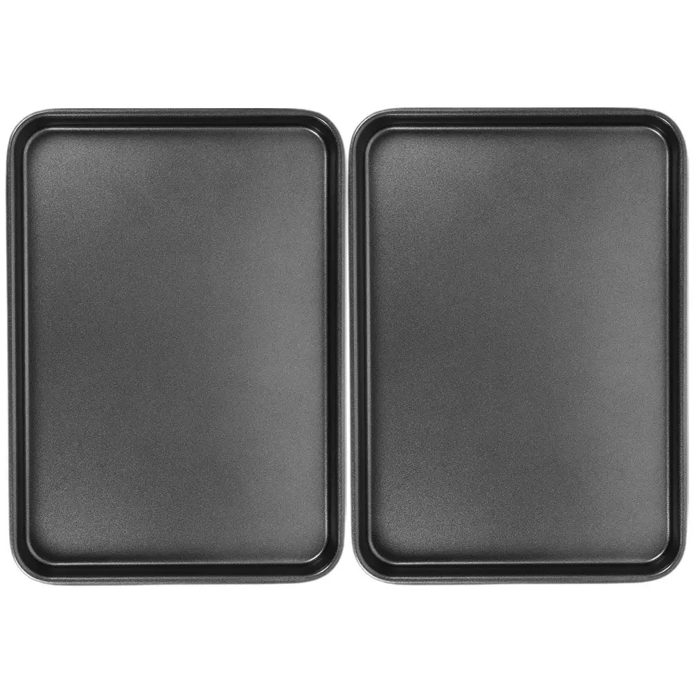 

2Pcs Carbon Steel Baking Pan Non-Stick Rectangular Oven Tray Multi-Function Reusable Kitchen Bakeware for Home Restaurant Use