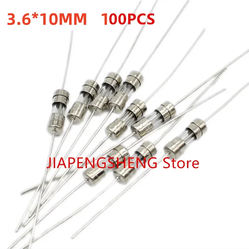 100 PCS 3.6 * 10 with lead glass fuse tube slow1.5/2 2.5/3/3.15/0.5/1/4/5/6. 3/10 A