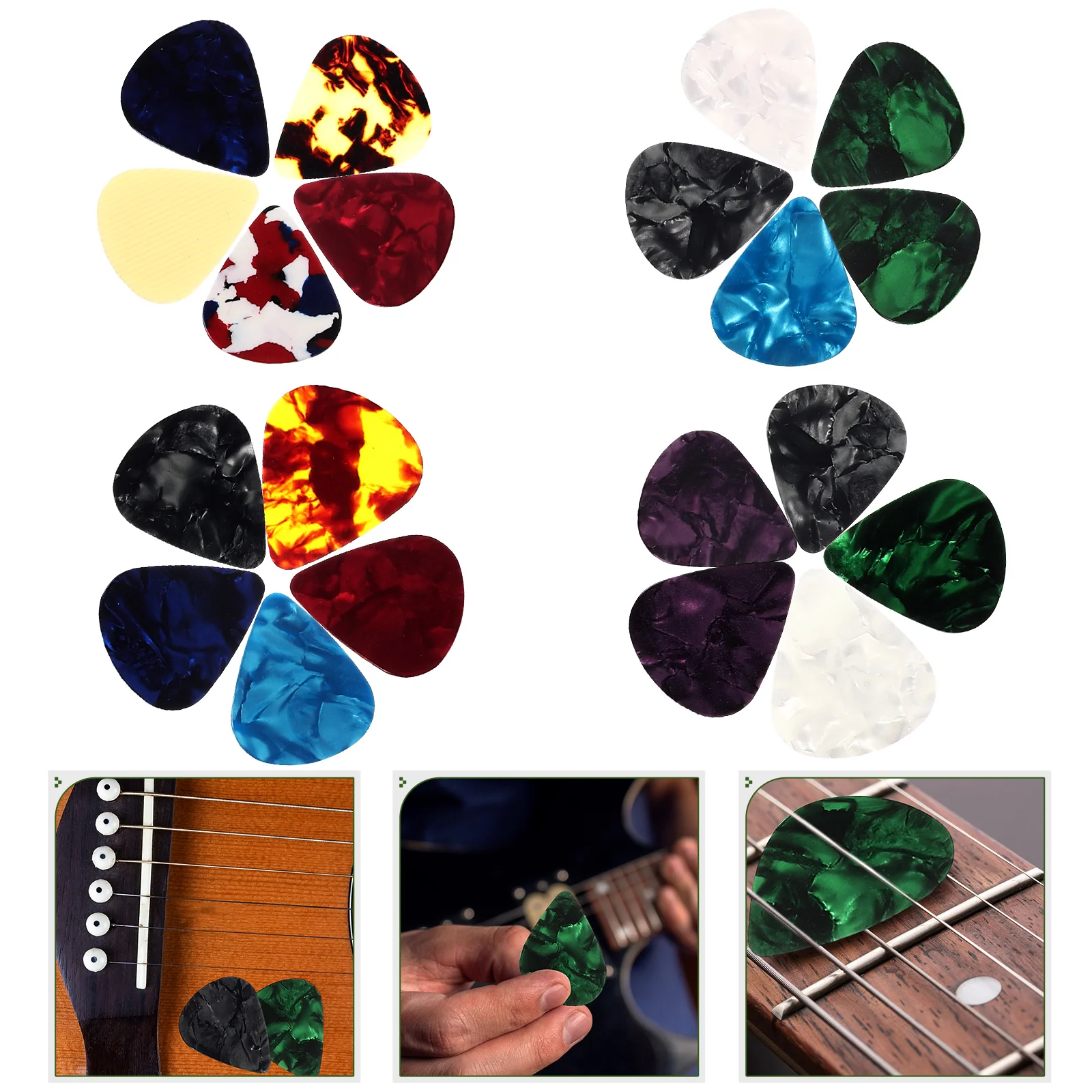 

20pcs Guitar Picks Acoustic Thick Finger Picks Nylon Material Smooth Heavy Strumming Variety Pack For Electric Bass Ukulele