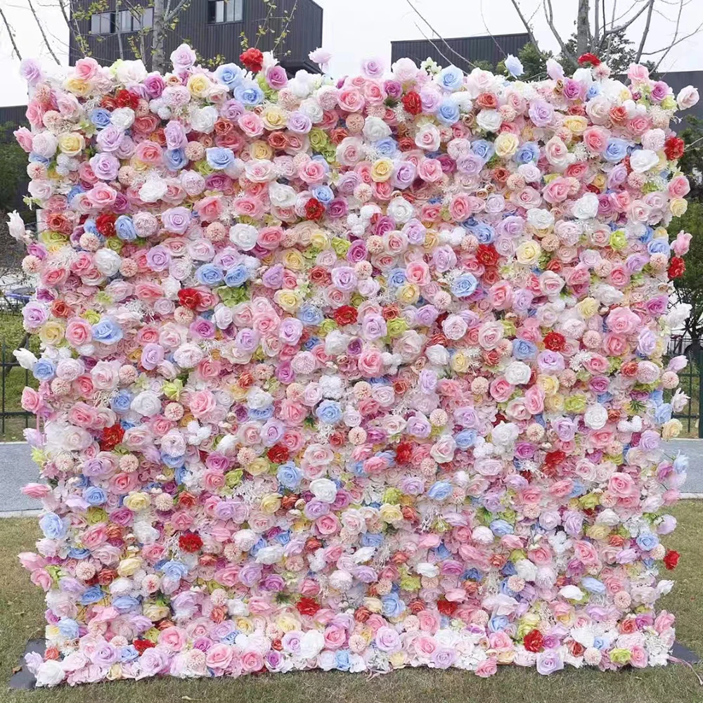 High Quality Silk Wedding Event Floral Artificial Rose Flower Wall Wedding Home Party Decoration Stage Backdrop