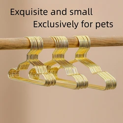 Pet Apparel Hangers Small Metal Clothes Hanger for Teddy Dog Cat Puppet Doll Pet Store Clothes Support Gold Color Mini Hanger