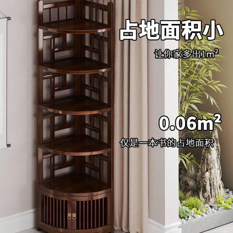 Antique Shelf Solid Wood Chinese Style Corner Shelf Living Room Tea Cabinet Tea Stand Multi-Layer Space Saving Boy Shelf