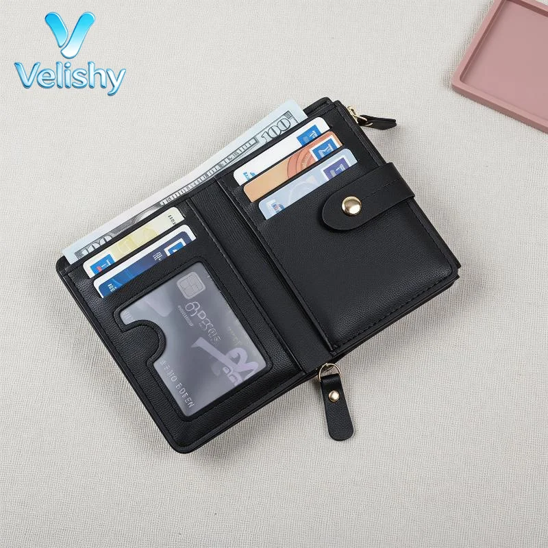 Slim PU Leather Womens Wallet With Zipper Coin Pocket And Multiple Card Slots Perfect For Daily Carry Outdoor Shopping Travel