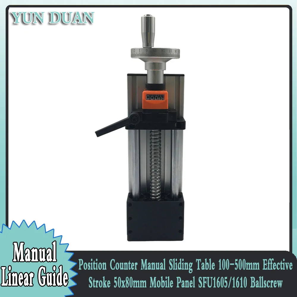 Tabela Contrária Deslizante Manual com Ballsscrew Curso Eficaz Painel Móvel Guia Linear Sfu1605 1610 100500 mm 50×80 mm Sfu1605