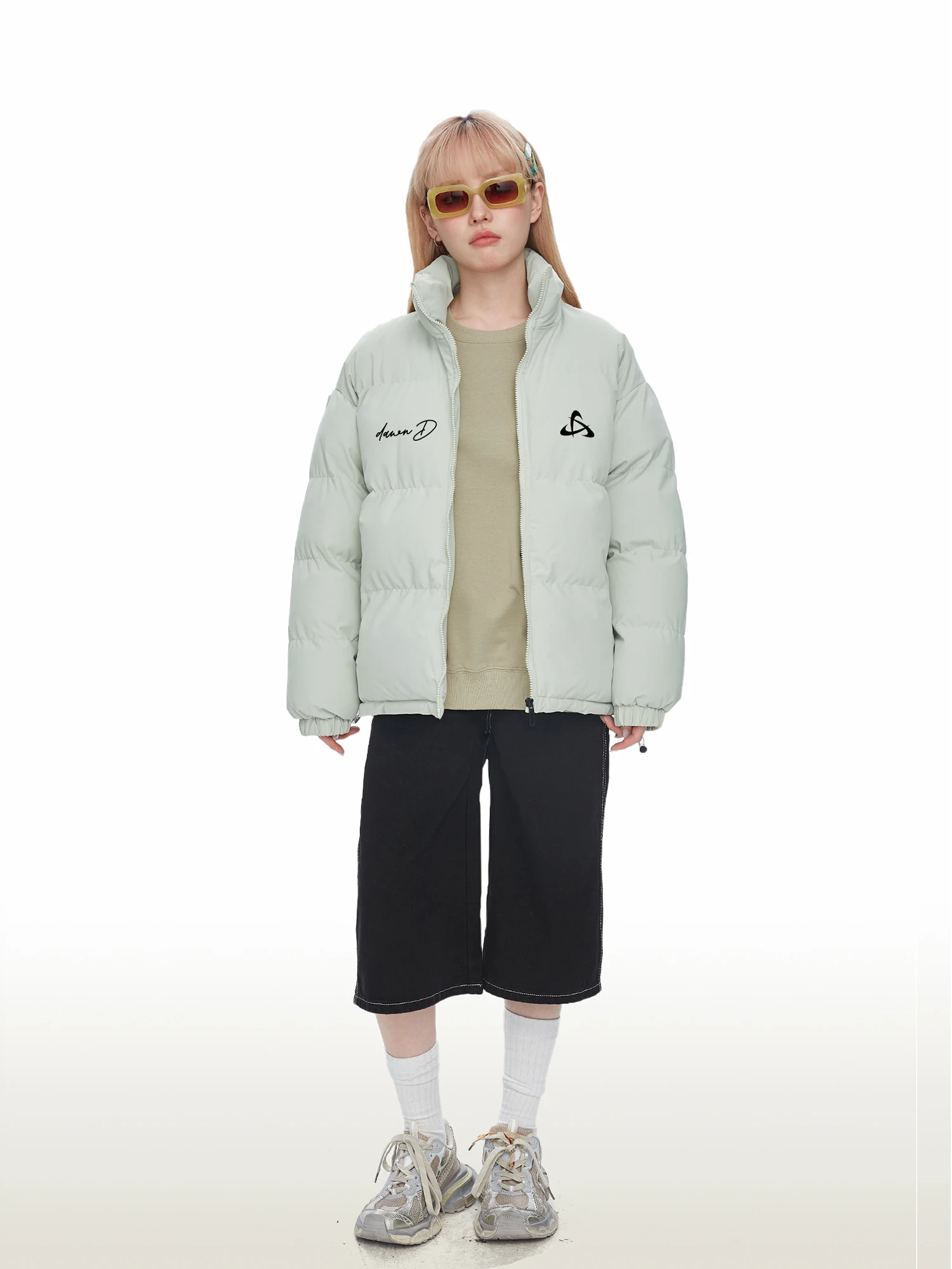 Dawn D Thickened Winter Cotton Jacket Letter Print Bread Style High Street Loose Fit American Vibes Men's Cotton Coat