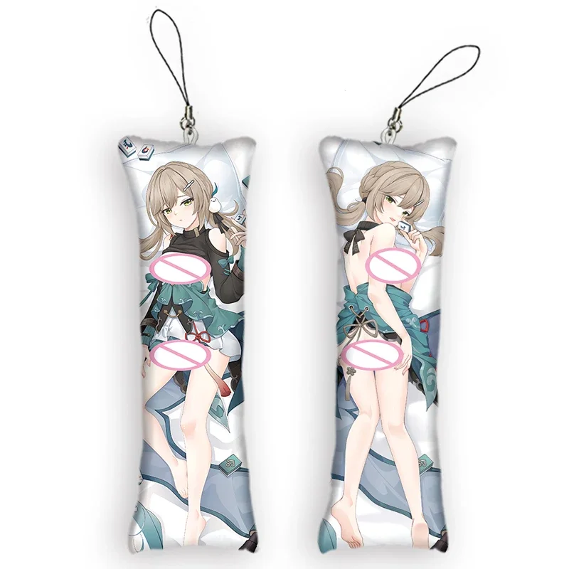 Fashion Honkai Star Rail Qingque Theme Character Mini Dakimakura Keychain Anime Kawaii 2-Sided Print Small Pillow Pendant