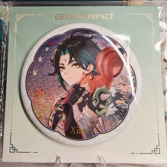 Genshin Impact Zibai Xiao Xingqiu Xiangling Cosplay Anime Double Flash Tinplate Badge Medal Brooch Ornament Game Official Gifts
