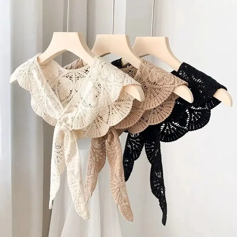 

Summer lace crochet detachable collar sweet solid color decorative versatile thin shawl women's stylish hollowed-out cloud