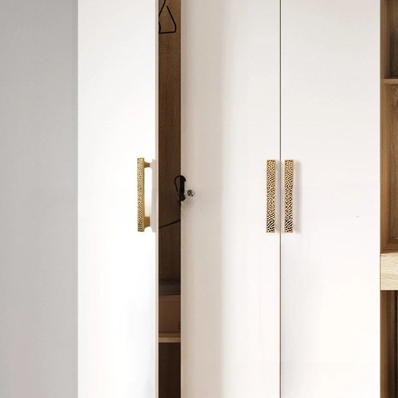 Hammered Brass Cabinet Pulls - Antique Silver Textured Knobs, Wardrobe & Drawer Handles