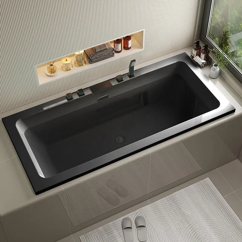 for Masonry No Skirt Recessed Bath Home Adult Color Acrylic Premium Black Couple Double 1.5-1