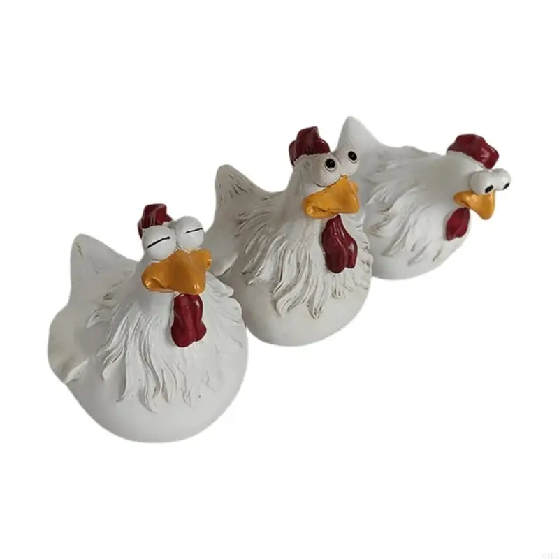 

3lots Weatherproofed Hens and Chicks Sculptures for Garden Yard Decoration