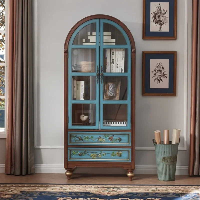 American Bookcase Wine Cabinet with Glass Two-Door Cabinet File  Sideboard