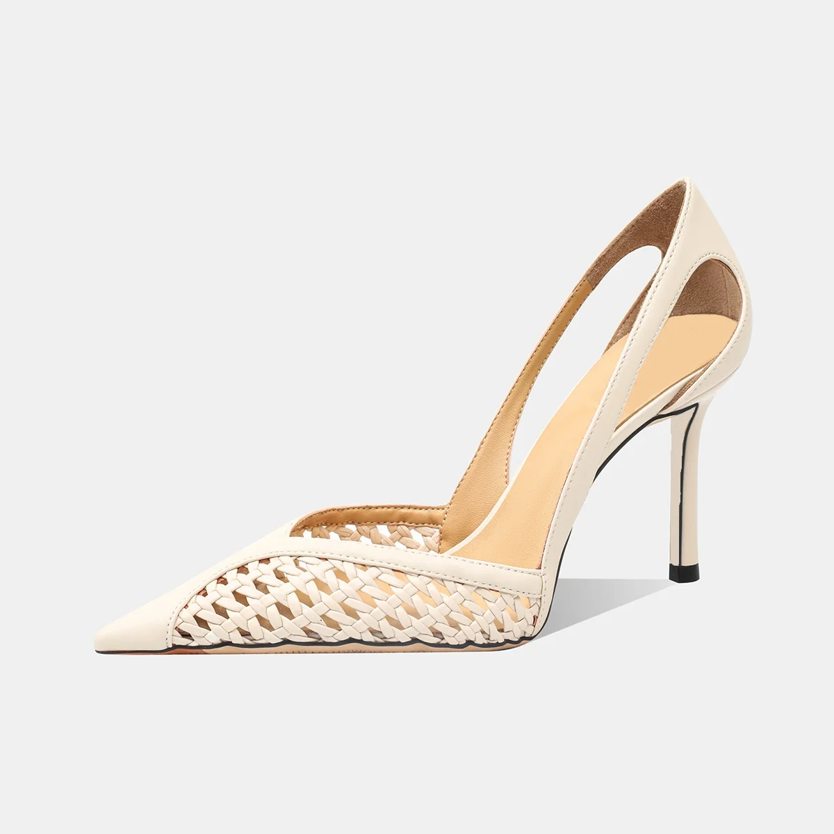 Women Fashion Hollow Mesh Sandals Brand Pointed Toe Shallow High Heel Sandals Comfort Elegant Thin Heel Designer Shoes Women image 4