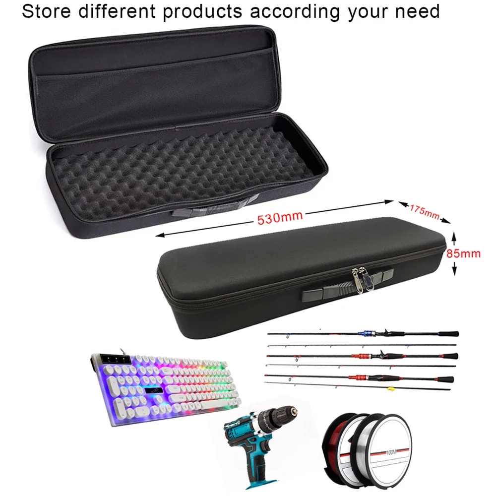 Shockproof Tools Case Fishing Rod Lure Box Gear Storage Bag Fish EVA Fishing Bags Outdoor Zipper Box Drill Tool Kit Accessories