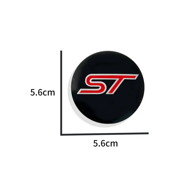 Car Styling 4Pcs 56mm ST Emblem Badge Car Wheel Center Cover Stickers For Ford Focus Fiesta Ecosport ST Line Mondeo Accessories