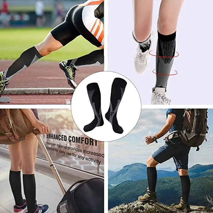 2/3/4 Pairs Running Men Compression Socks Fit Varicose Veins Football Soccer Stockings 30 Mmhg Atheletic Men Women Sports Socks