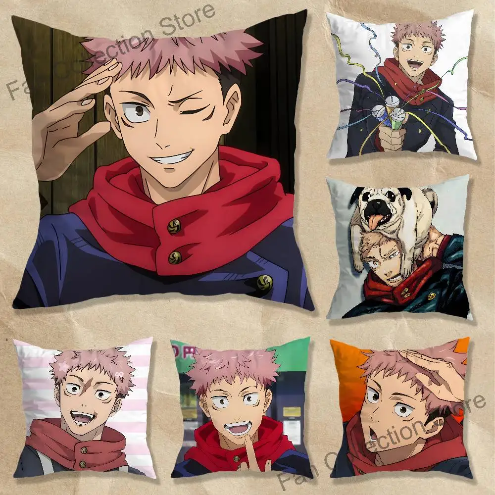 Y-Yuji Itadori Anime Celebrity Merchandise All-Match Printed Pillow Case Sofa Car Office Room Decoration Protector