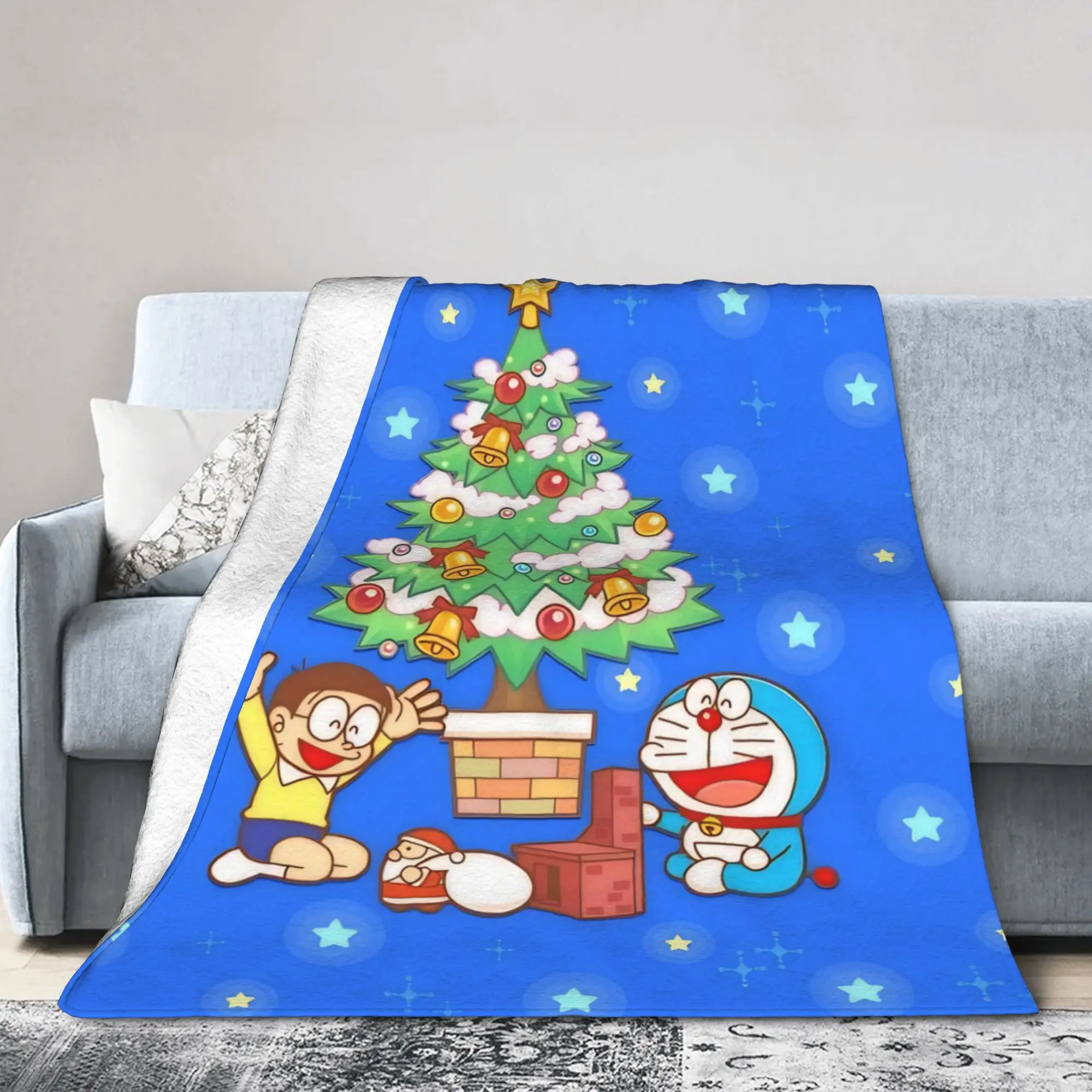 D-Doraemons Anime Cat Flannel Throw Blankets  Blanket for Home Office Soft Bedroom Quilt
