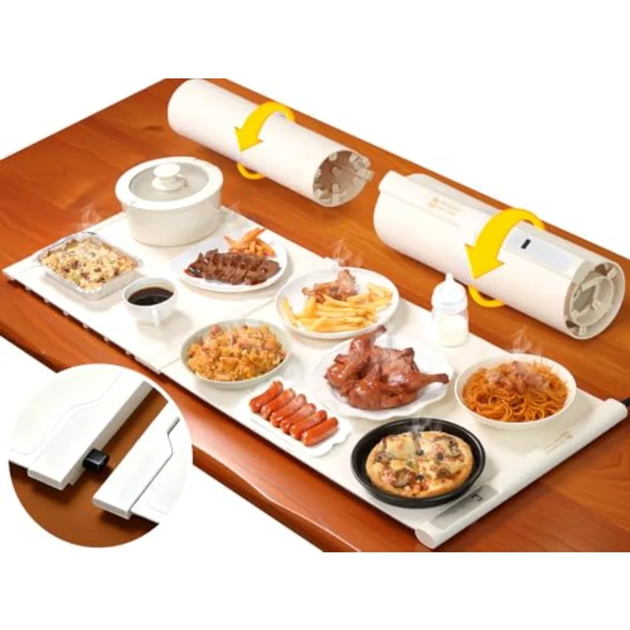 

42"x16" Warming Mat for Food Extra Large Extendable Food Warming Mat Electric Warming Tray for Buffets Party with 7 Adjustable