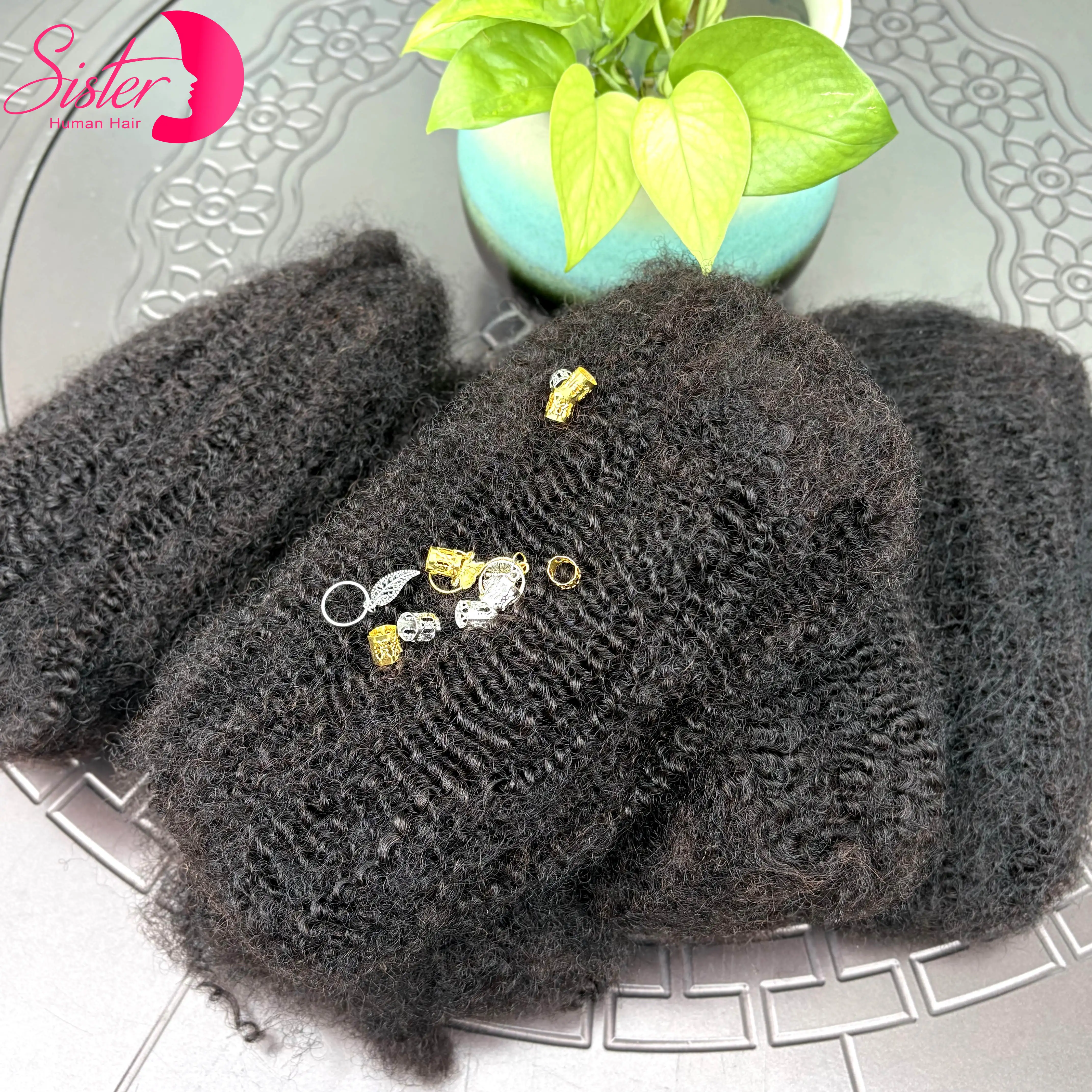 10-18Inch 4C Afro Kinky Bulk Human Hair Extensions No Weft 30 or 50g/Pack Brazilian Remy Bulk for Locs Micro Twist Braiding Hair
