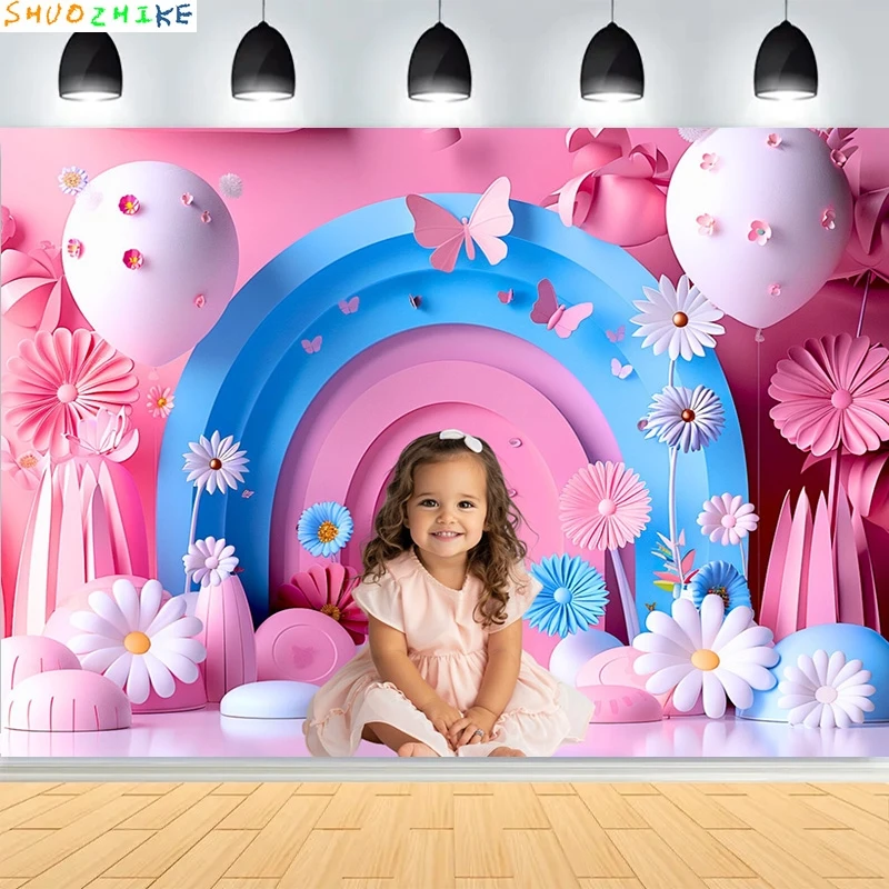 

Baby Shower Happy Birthday Party Photography Backdrops Newborn Kids Air Balloon Princess Tropical Jungle Photo Background BB-42