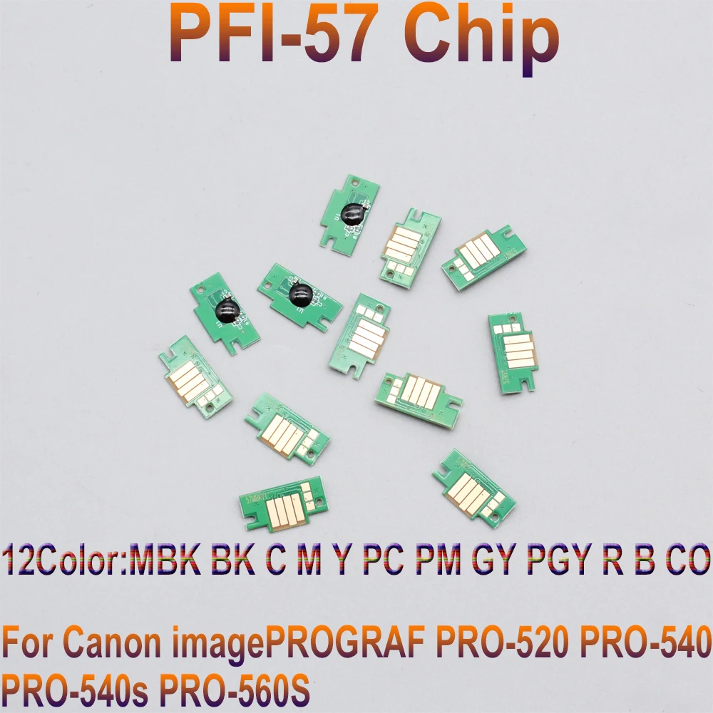 8Color 12Color PFI-57 PFI 57 Cartridge Chip For Canon imagePROGRAF PRO-520 PRO-540 PRO-540s PRO-560s 520 540 540s 560s Printer