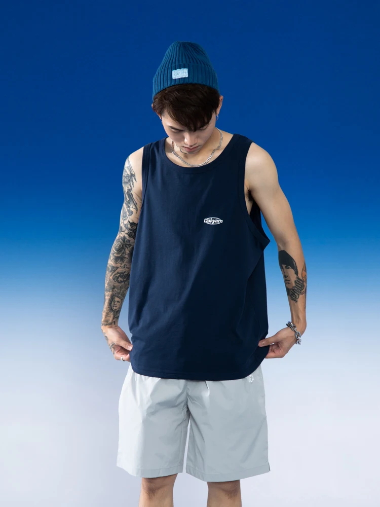 

Мужская летняя спортивная майка-жилетка Dakyam Basic Color Sport Vest из чистого хлопка, легкая, свободного кроя, с круглым вырезом, модная
