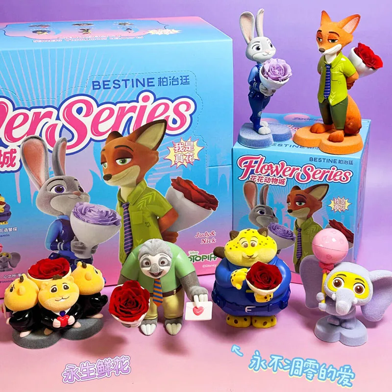 

Disney Zootopia Eternal Flowers Series Модная игровая слепая коробка Лиса Ник Джуди Кукла День святого Валентина Женский подарок на день рождения