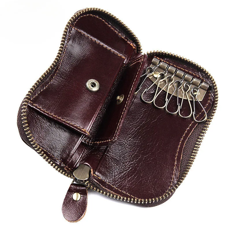 Genuine Leather Key Case For Car First Layer Cowhide Multi-functional Multi-card Slot Card Holder Coin Purse Wallet