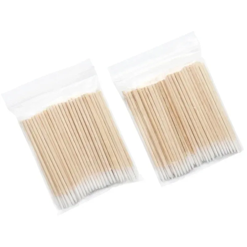 100-500Pcs Wooden Cotton Swab Sticks with Soft Tips for Manicure Nail Polish Remover Makeup Cleaning and DIY Crafts
