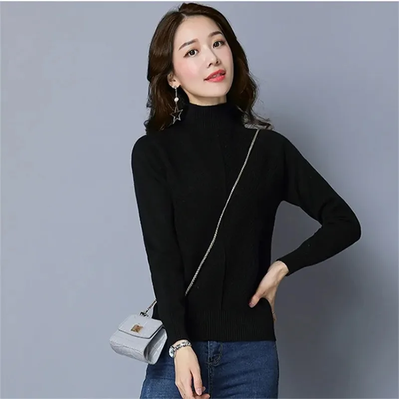 2023 Autumn Winter New Women Turtleneck Knitted Tops Ladies Korean Sweater Pullover  Casual Slim Long Sleeve Jumper Clothing