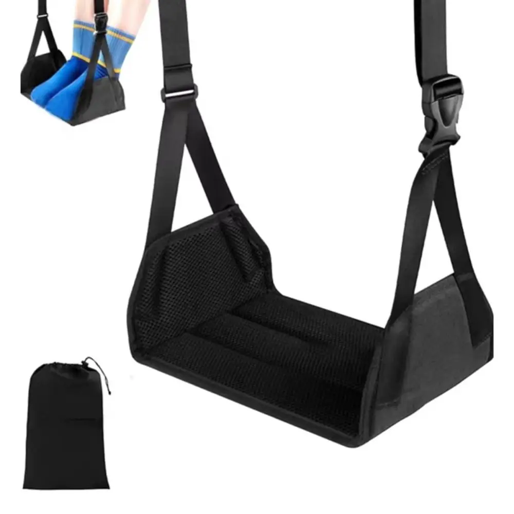 

Removable Pad Airplane Foot Hammock Comfortable Adjustable Strap Plane Leg Rest Support Plates Breathable Leg Comfort Mat Flight