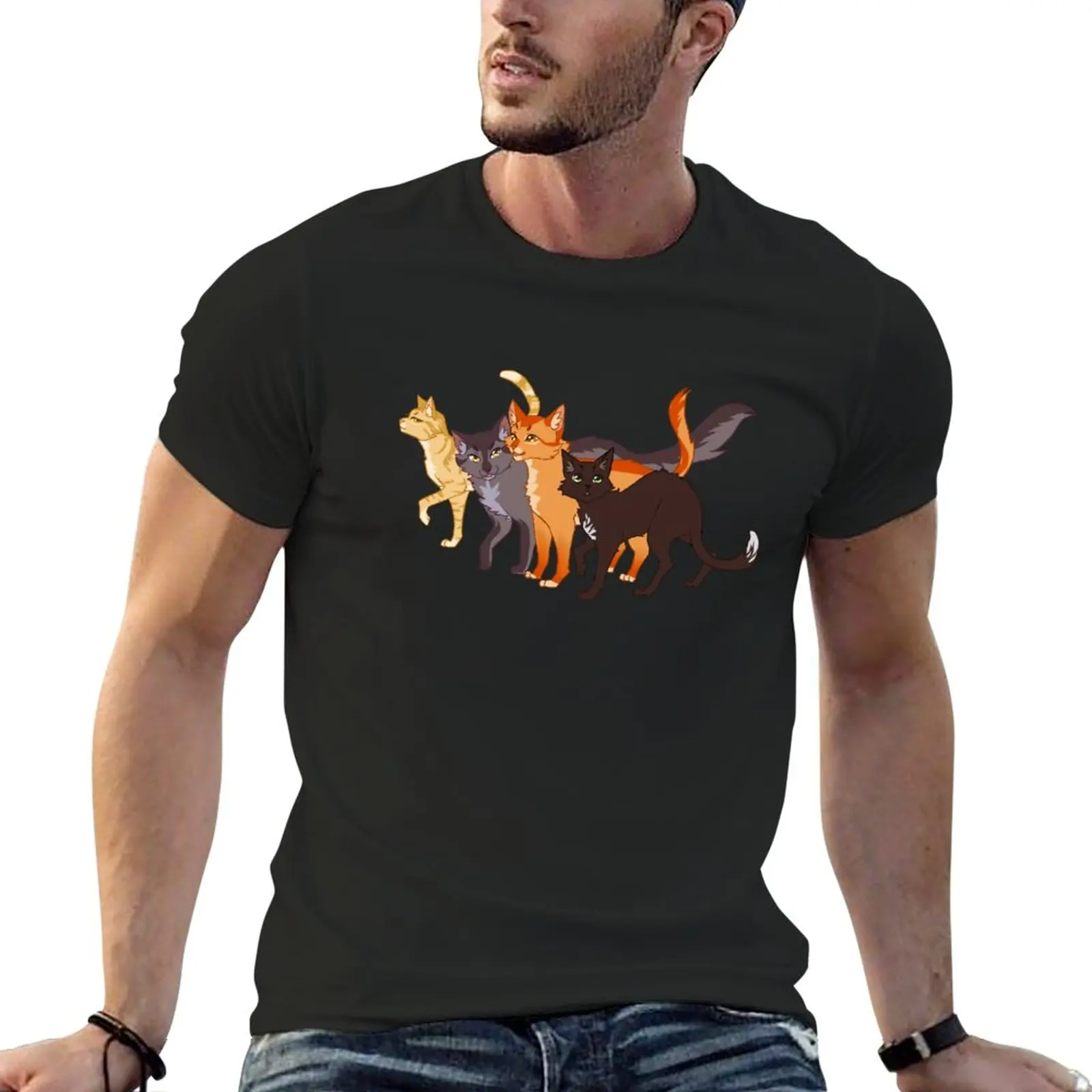 New Firestar Firestar Graystripe Greystripe Sandstorm Sandstorm Ravenpaw Ravenpaw T-Shirt t shirt man mens t shirt