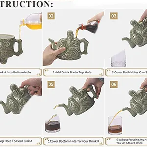 Trique Teaple Tea Tea Drinking Killer Handmade Handmade Bole Wine Coffee Double Purpose In Layers Magic Pot 11 Main Sales Porcelain Teapot - №6